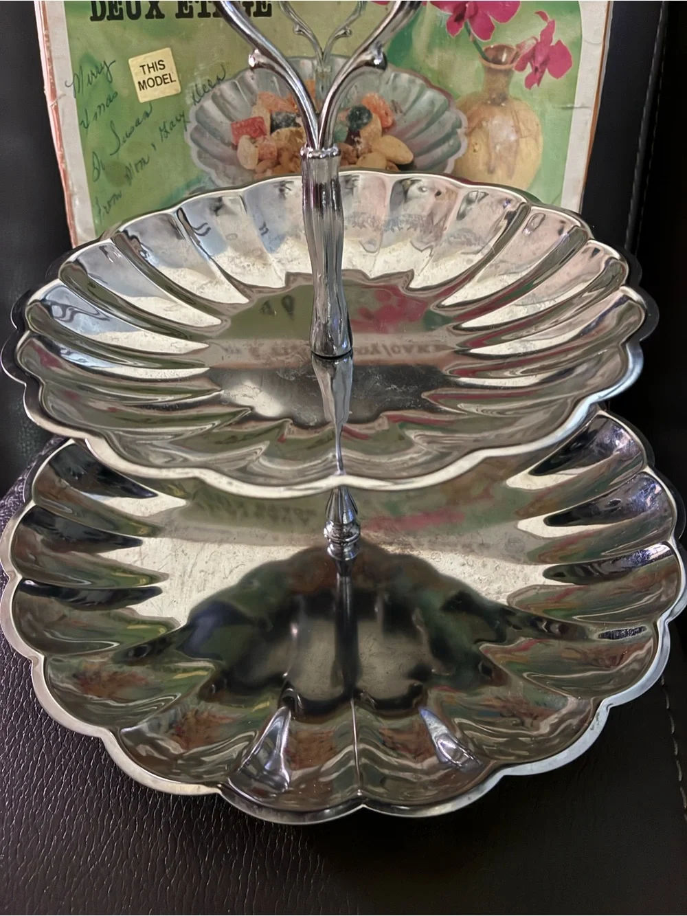 Chrome 2-Tier Candy/Cake Stand - Silver